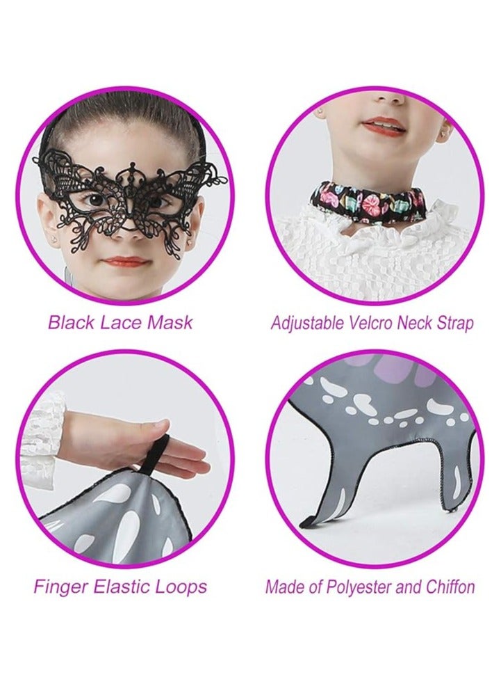 جورونب زي للفتيات بأجنحة الفراشة للهالوين، زي للأطفال بأجنحة الفراشة، زي للأطفال بأجنحة الجنية، زي الهالوين، زي تنكري، شال (3 قطع - بنفسجي) - Image 3