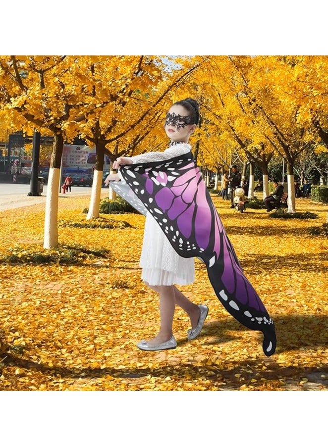 جورونب زي للفتيات بأجنحة الفراشة للهالوين، زي للأطفال بأجنحة الفراشة، زي للأطفال بأجنحة الجنية، زي الهالوين، زي تنكري، شال (3 قطع - بنفسجي) - Image 4