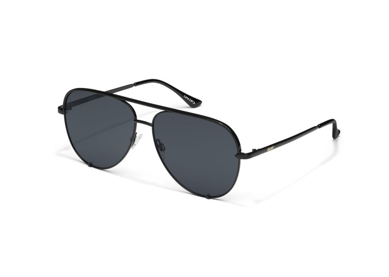 Quay - Sunglasses for Men & Women, Polarized Aviator Lenses with UV Protection, Oversized Sunglasses (High Key Large, Black) - Image 2