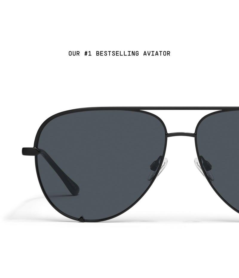 Quay - Sunglasses for Men & Women, Polarized Aviator Lenses with UV Protection, Oversized Sunglasses (High Key Large, Black) - Image 3