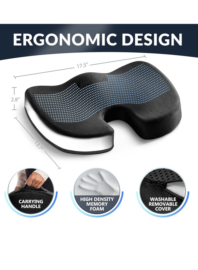 Eworld Gel Enhanced Seat Cushion with Non-Slip Bottom, Built-in Handle and Machine-Washable Cover, Orthopedic Cushion for Tailbone Pain Relief, Ideal for Office Chair, Car Seat, Home and Traveling - Image 2