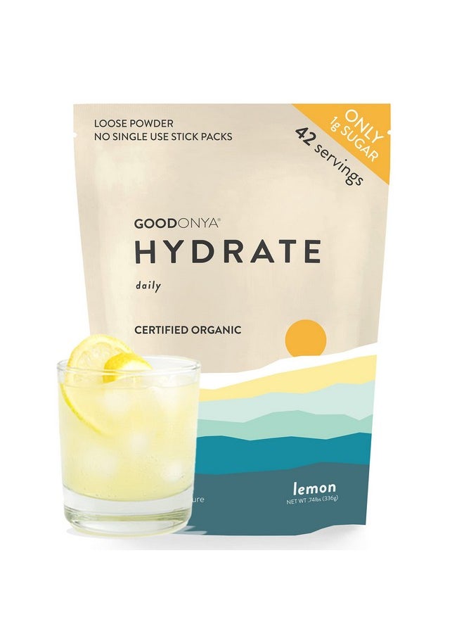 GoodOnYa - Hydrate Electrolyte & Mineral Powder 11.9Oz 42 Servings Certified Organic Real Lemon Juice Himalayan Pink Salt Stevia Coconut Water Paleo Plant Based No Sugar Added - Image 1