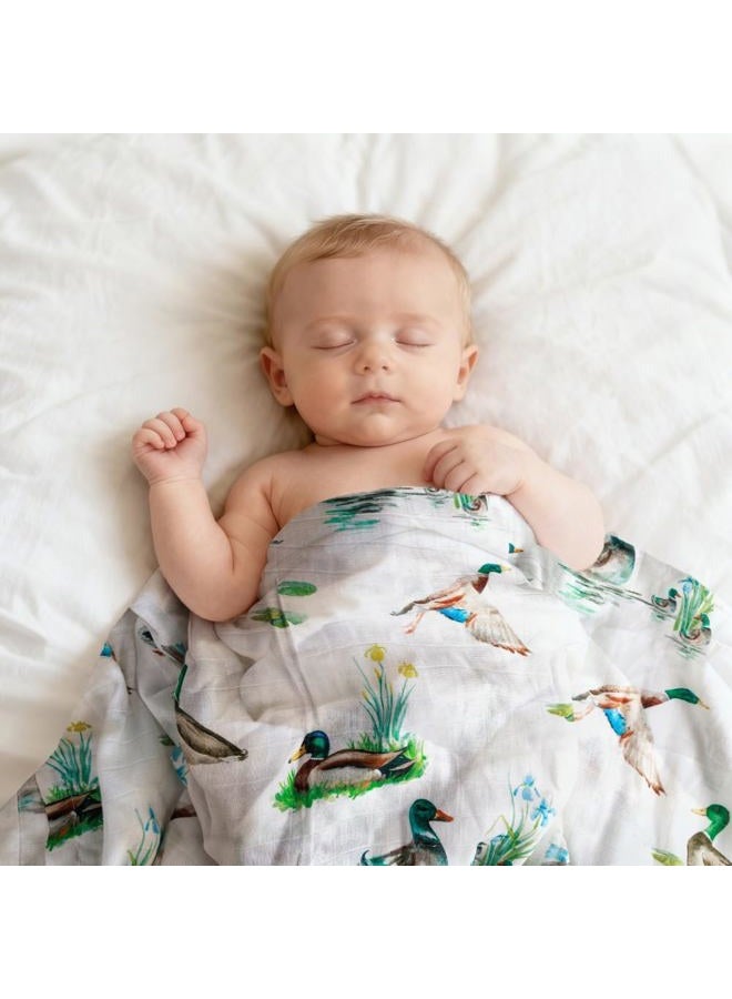 REZIPO 2 Pack Mallard Duck Muslin Swaddle Blankets 70% Bamboo 30% Cotton Breathable Receiving Blankets Gender Neutral Newborn Essentials for Baby Boy or Girl Soft and Large 47 x 47 Inches (Mallard Duck) - Image 4