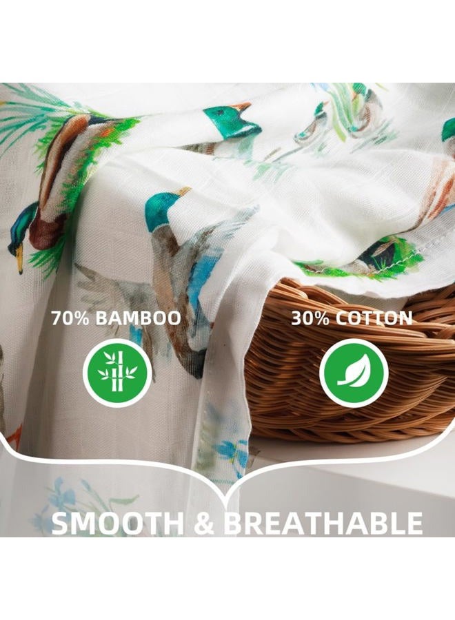 REZIPO 2 Pack Mallard Duck Muslin Swaddle Blankets 70% Bamboo 30% Cotton Breathable Receiving Blankets Gender Neutral Newborn Essentials for Baby Boy or Girl Soft and Large 47 x 47 Inches (Mallard Duck) - Image 5
