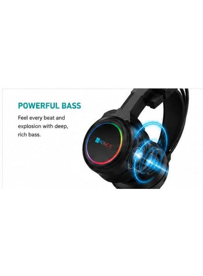 ADMOS AM-661 RGB Gaming Headset 7.1 Surround Sound Wired Headphones With Noise Cancelling Mic Deep Bass Gaming Earphones For PC Laptop PS5 Mobile Black - Image 5
