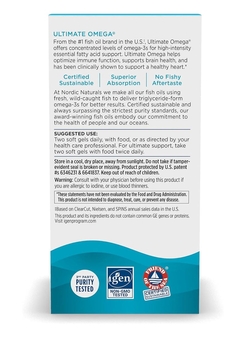 NORDIC NATURALS Ultimate Omega, Lemon romotes Brain & Heart Health 120 Softgels 60 Servings  - Image 3