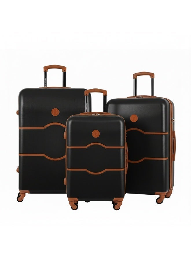 Eagle Express ICONIC 3-Piece Travel ABS Hard Trolley Luggage Set (20, 24, 28 inch) 360° Double Spinner Wheels, Secure Lock, 1 Year Warranty - Dark Black - Image 1