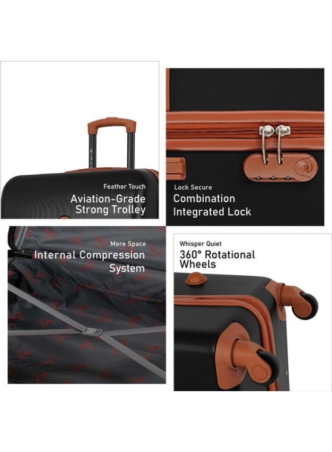 Eagle Express ICONIC 3-Piece Travel ABS Hard Trolley Luggage Set (20, 24, 28 inch) 360° Double Spinner Wheels, Secure Lock, 1 Year Warranty - Dark Black - Image 5