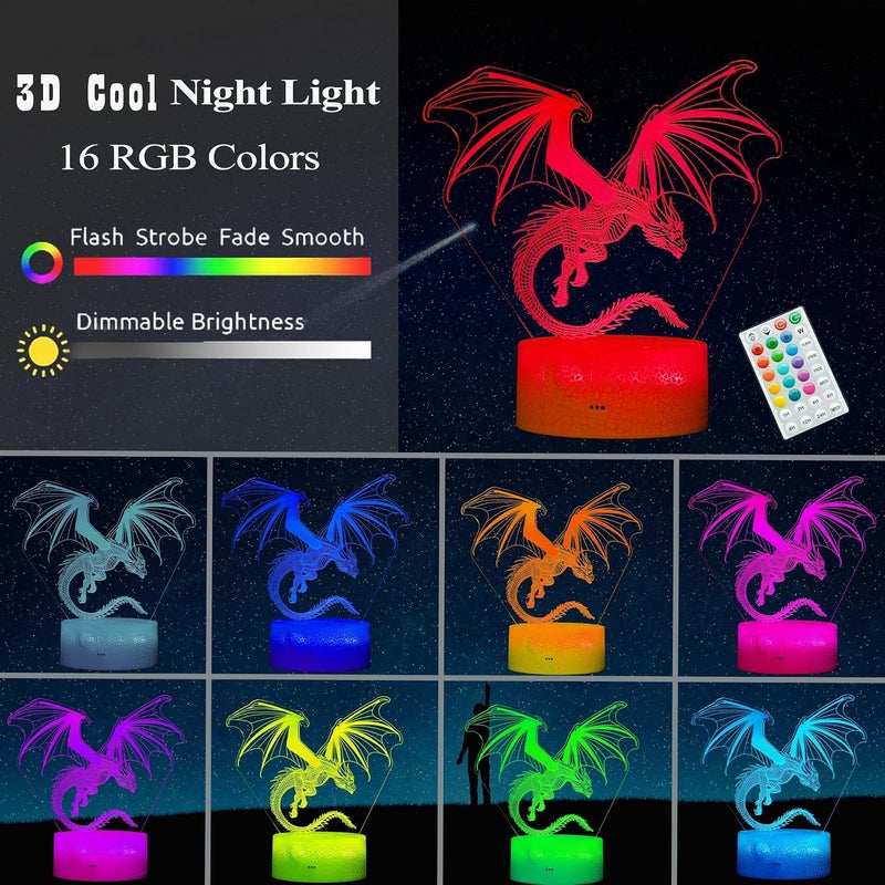 Al Raied ARS® Dragon Night Light - 3D Illusion Lamp with 16 Color Changing and Remote Control - Image 2