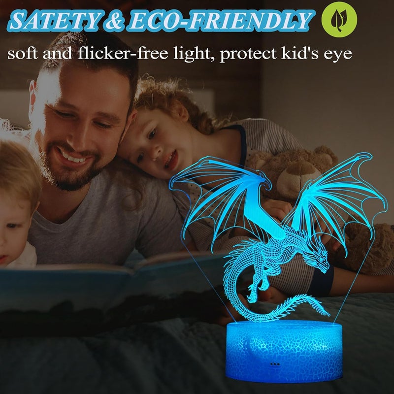 Al Raied ARS® Dragon Night Light - 3D Illusion Lamp with 16 Color Changing and Remote Control - Image 3