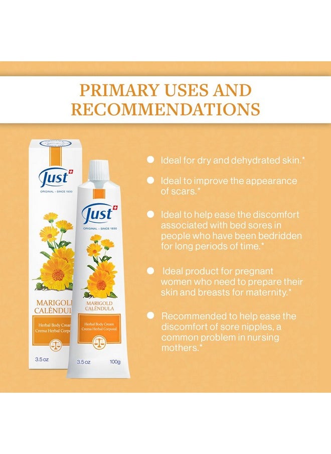 SwissJust - Swiss Just Cream 100Ml Nourishing Cream With Marigold Extract. Body Cream Promotes Cell Renovation & Improves The Appearance Of Scarring & Stretch Marks - Image 1
