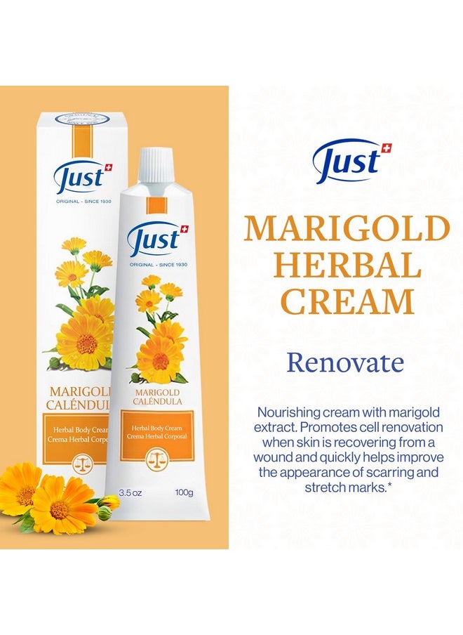 SwissJust - Swiss Just Cream 100Ml Nourishing Cream With Marigold Extract. Body Cream Promotes Cell Renovation & Improves The Appearance Of Scarring & Stretch Marks - Image 1