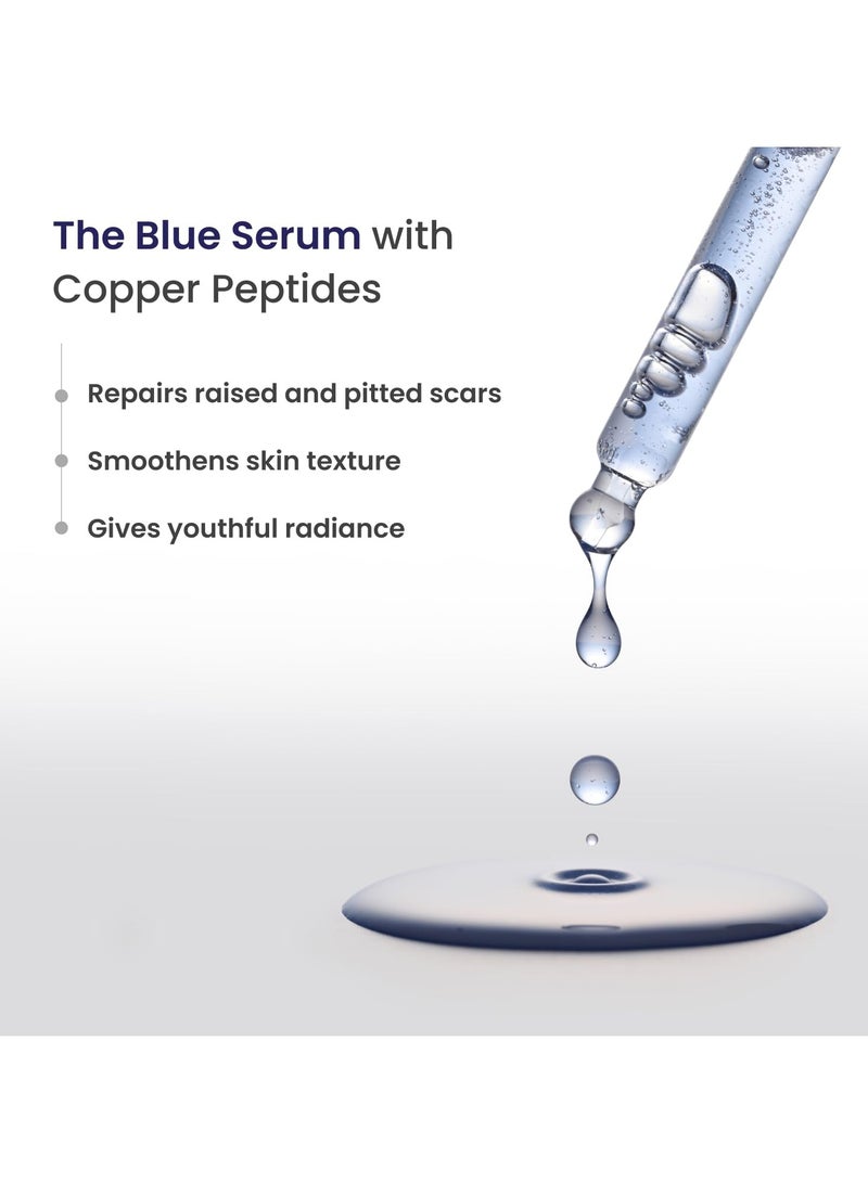RE' EQUIL Pitstop Blue Copper Peptide Serum, Repairs Acne Scars & Pitted Marks, Evens Skin Tone & Reduces Blemishes, For All Skin Types, 25 Ml - Image 3