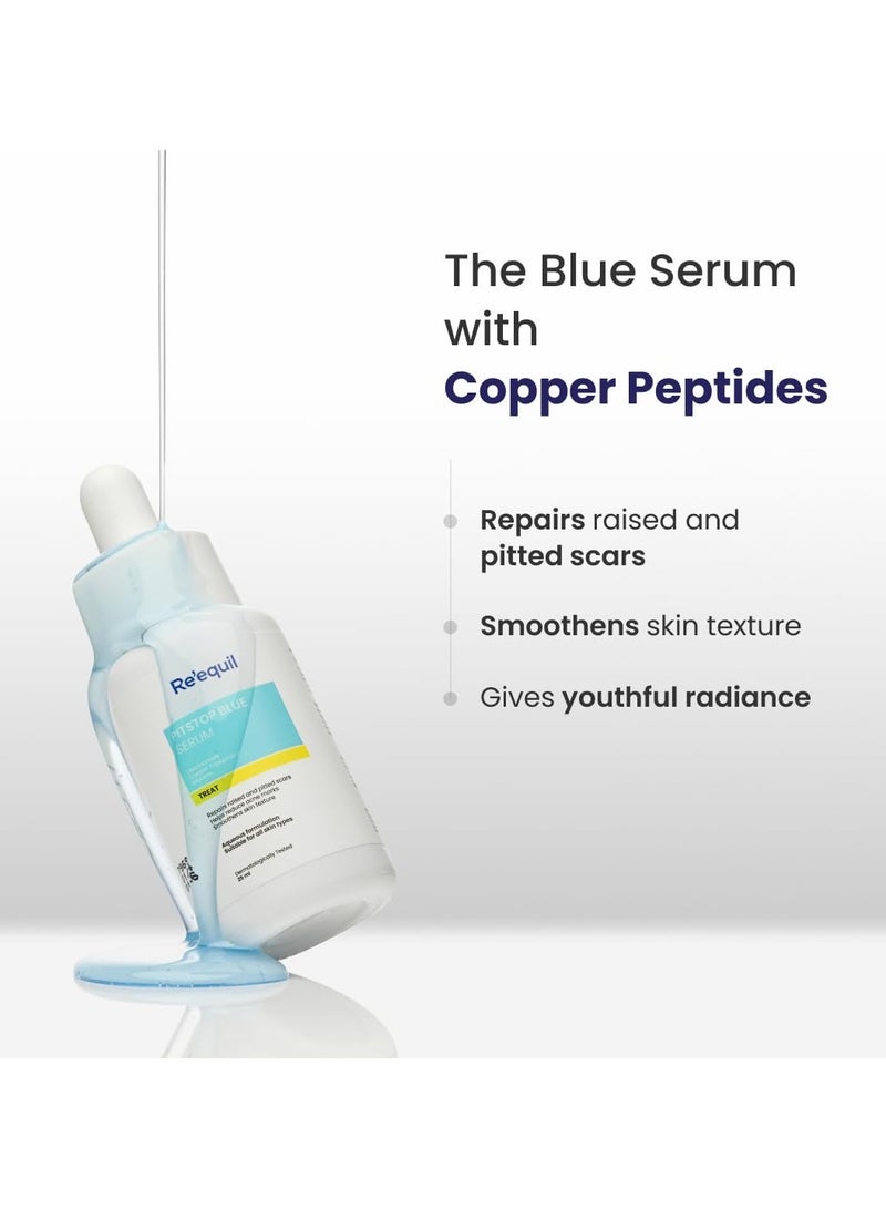 RE' EQUIL Pitstop Blue Copper Peptide Serum, Repairs Acne Scars & Pitted Marks, Evens Skin Tone & Reduces Blemishes, For All Skin Types, 25 Ml - Image 5
