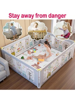 TOMSHOO Baby Playpen Not Include Playmat，Sturdy Safety Play Yard Playpen for Babies and Toddlers，Baby Fence Play Pen Playard with Suction Cup Bases and Soft Breathable Mesh (180 * 200cm)  - Image 3