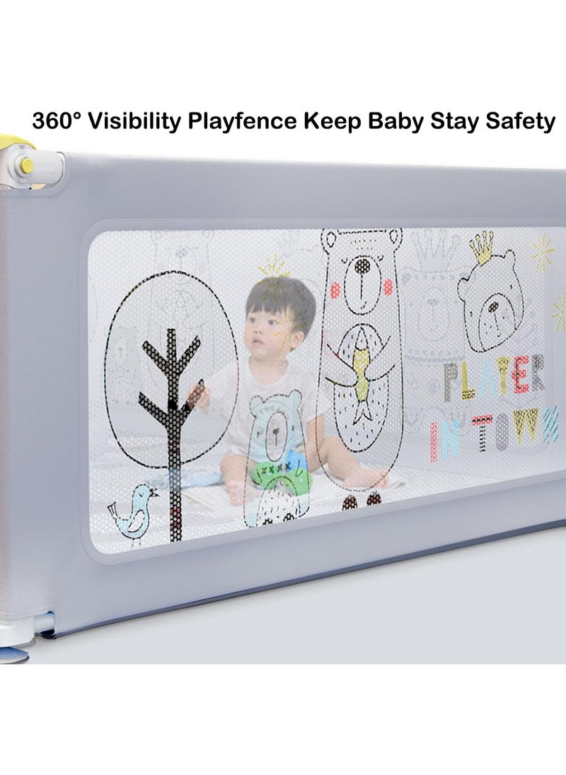 TOMSHOO Baby Playpen Not Include Playmat，Sturdy Safety Play Yard Playpen for Babies and Toddlers，Baby Fence Play Pen Playard with Suction Cup Bases and Soft Breathable Mesh (180 * 200cm)  - Image 5