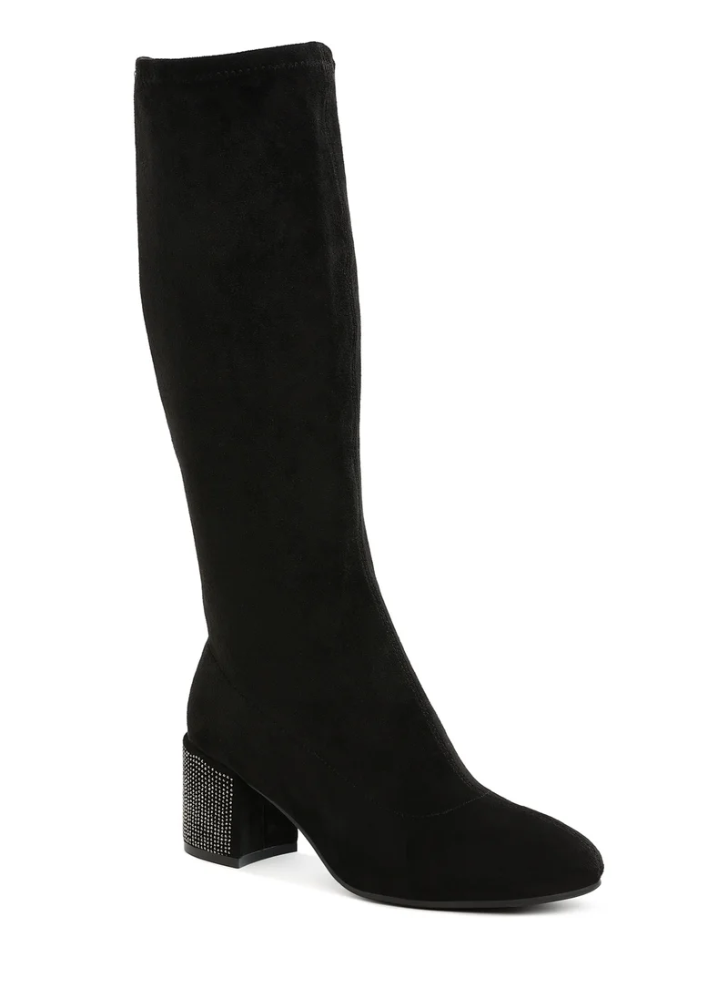 London Rag Microfiber Knee High Boots in Black