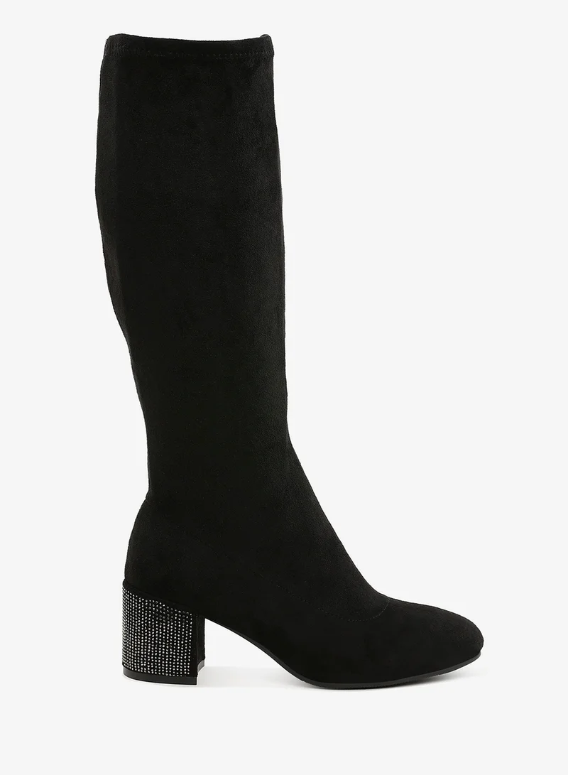 Microfiber Knee High Boots in Black