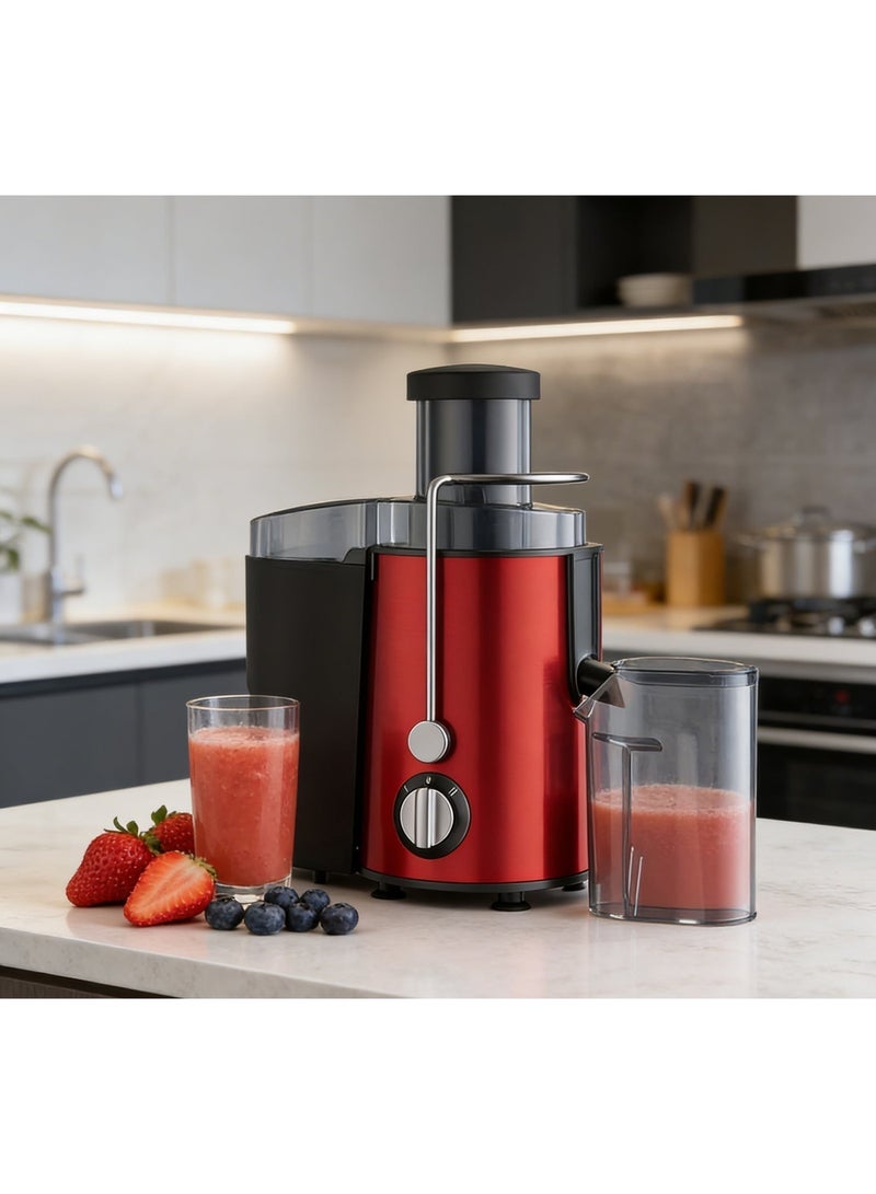 عصيرизатор، محرك عالي الطاقة، تصميم من الفولاذ المقاوم للصدأ، حاوية لحم كبيرة 1.7 لتر، جامع عصير 1.1 لتر، تحكم بسرعتين، مزلق تغذية كبير، 1.7 لتر - Image 1
