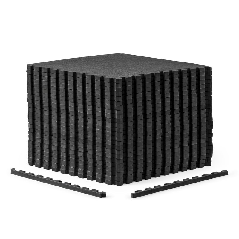 CAP Barbell 1/2-Inch Interlocking EVA Foam Exercise Puzzle Mat Home Gym Flooring - 4 Pack | 24" x 24" x 1/2" | Pebble Pattern - Black - Image 1