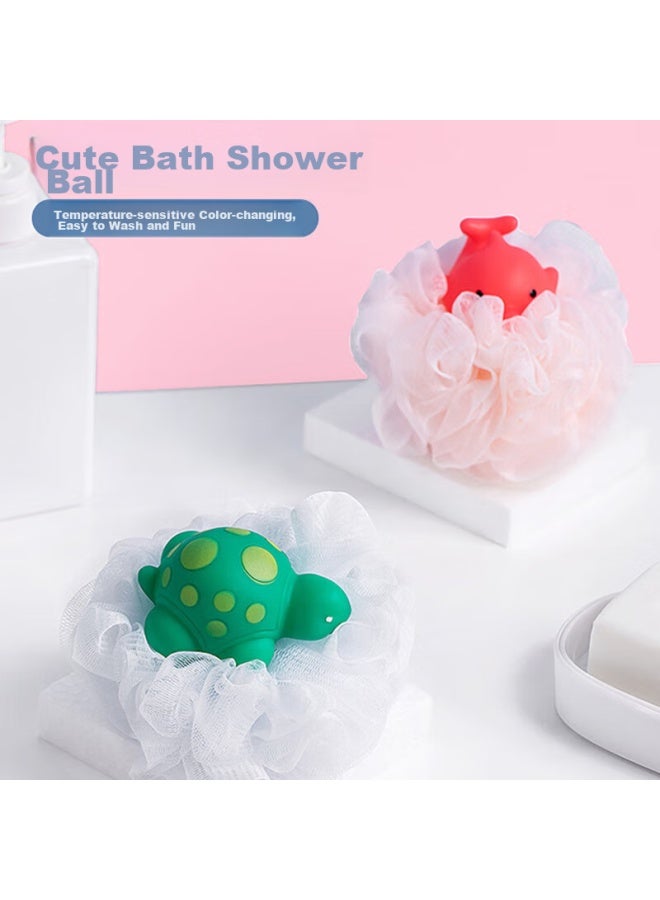 CHAHUA Camellia Temperature-sensitive Color-changing Bath Flower, Shower Sponge, Bath Scrubber, Bath Ball, Children's Bath Flower Ball, Little Turtle - Image 2