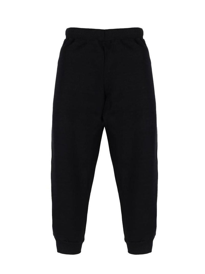 KiddoPanti Boys Solid Fleece Track Pants | Cotton Poly Fleece Fabric | Ankle Length Bottom Rib | 2 Front Patch Pocket | Elastic Waist & Drawcord | Jogger Track Pants for Boys, Jet Black - 4-6Y - Image 3