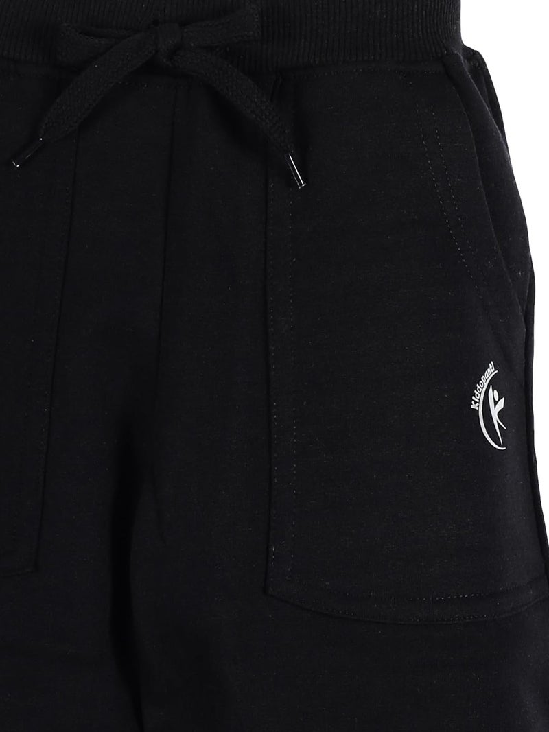 KiddoPanti Boys Solid Fleece Track Pants | Cotton Poly Fleece Fabric | Ankle Length Bottom Rib | 2 Front Patch Pocket | Elastic Waist & Drawcord | Jogger Track Pants for Boys, Jet Black - 4-6Y - Image 4