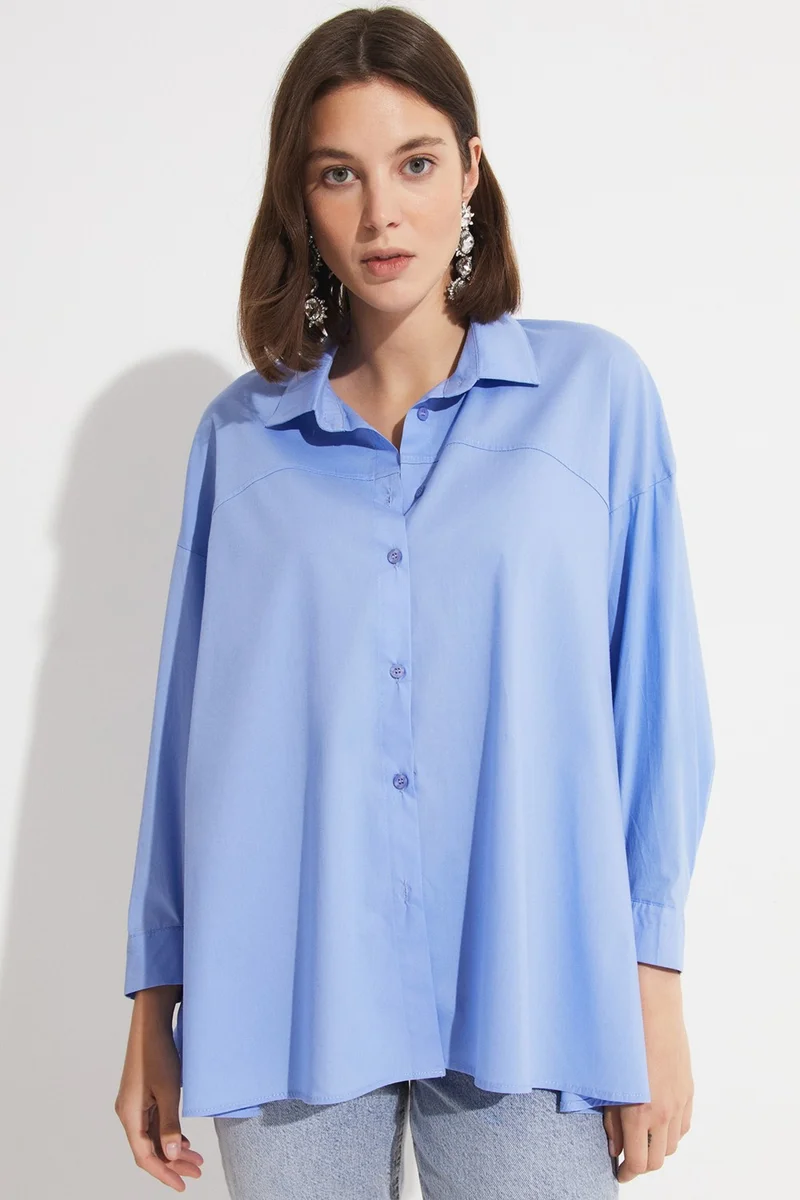 JUNE 100% Cotton Stitch Detail Shirt