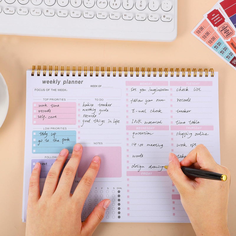 Thboxes Weekly To Do List Notepad, 8.5''x11'' Weekly Desk Planners with 52 Tear Off Sheets Undated Planner Habit Tracker & Productivity Organizer for Home and Work, Pink - Image 5