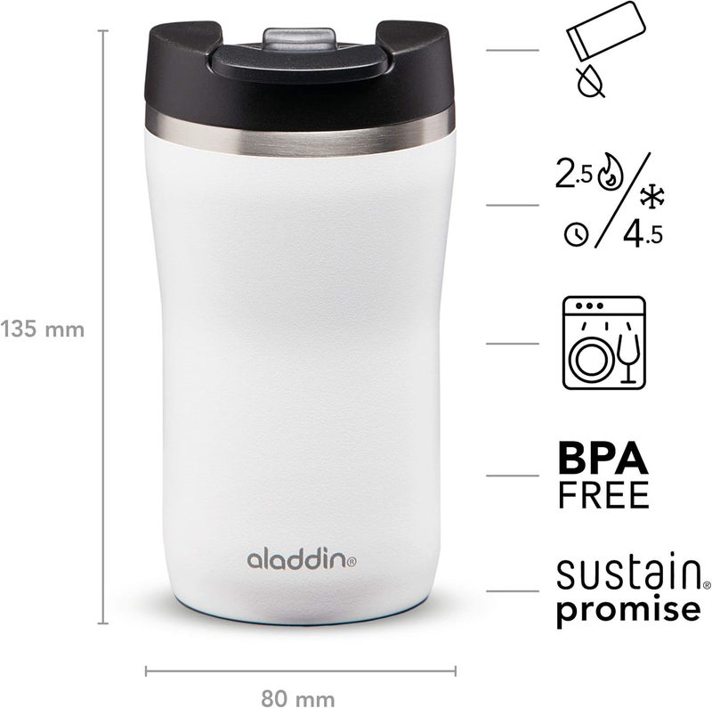 Aladdin Barista Café Thermavac Leak-Lock Stainless Steel Travel Mug 0.25L - Snowflake White - Image 3