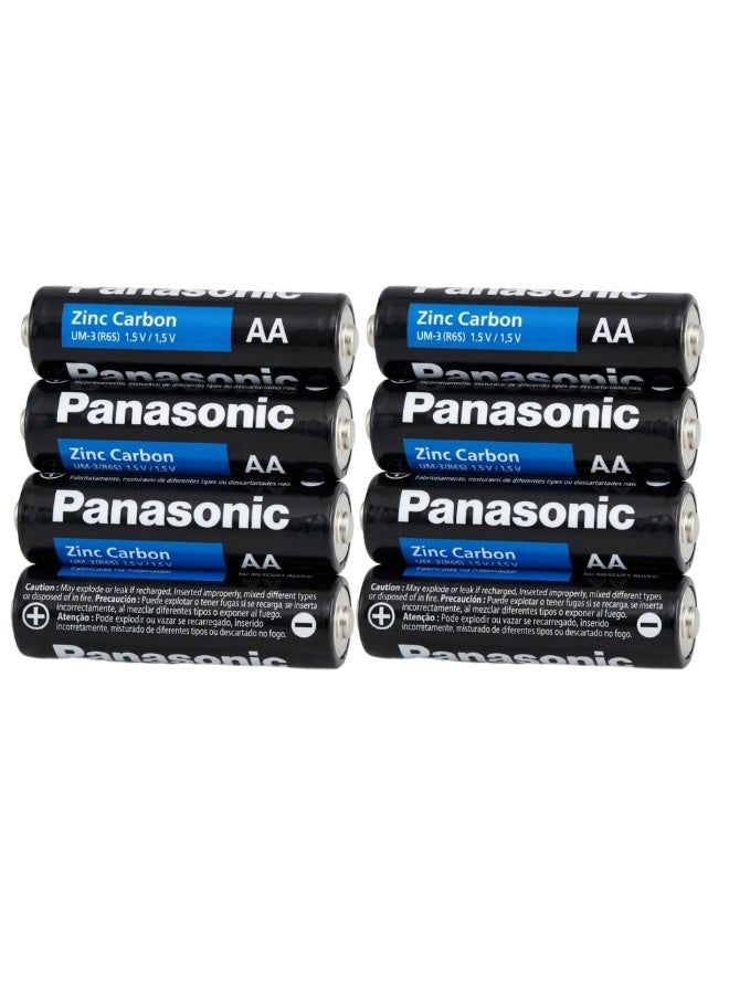 Panasonic AA Batteries, 4-pack, High-performance, long-life zinc-carbon batteries for electronics, toys and cameras (2 packs, 8 batteries total) - Image 1