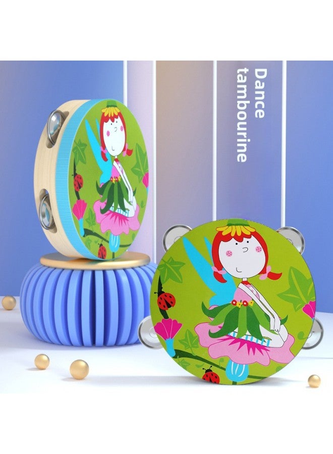 Orff Musical Instrument Children's Small Tambourine Wooden Baby Hand Drum Kindergarten Teacher Performances Linggu-Color:Grass Skirt Girl( 7.5inch Cm)  - Image 1