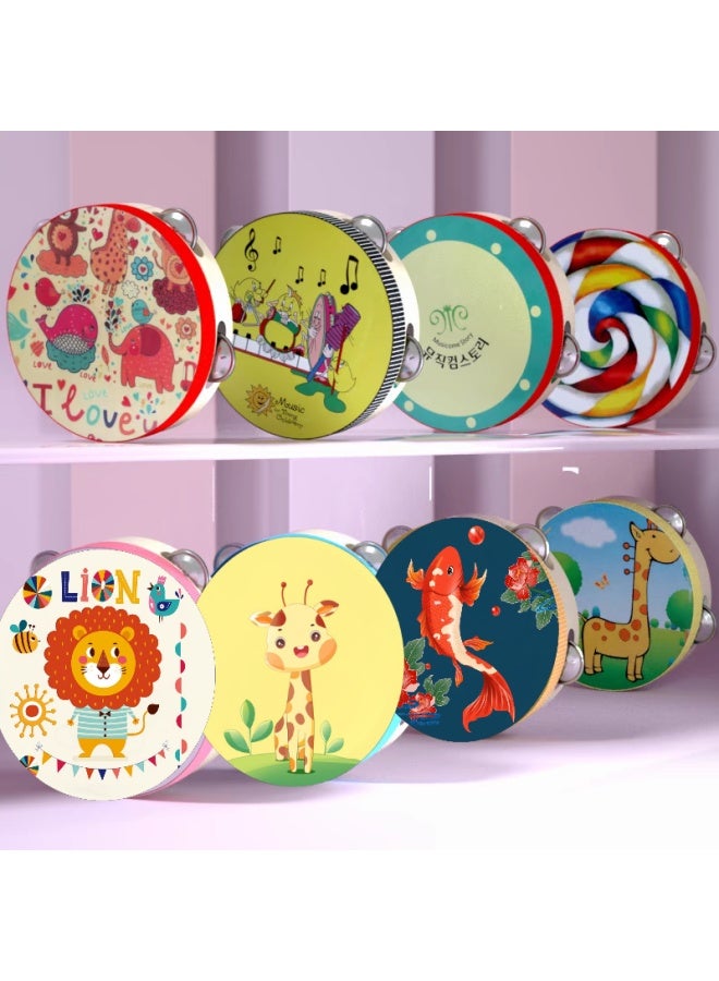 Orff Musical Instrument Children's Small Tambourine Wooden Baby Hand Drum Kindergarten Teacher Performances Linggu-Color:Grass Skirt Girl( 7.5inch Cm)  - Image 2