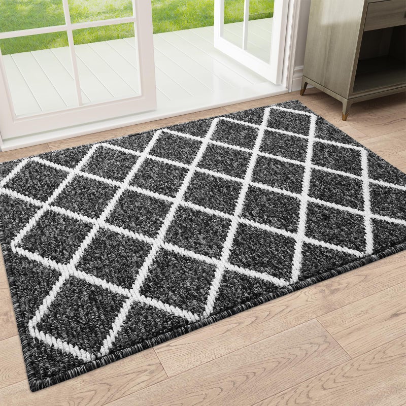 Finchitty Indoor Door Mat Dirt Resistant and Absorbent LowProfile NonSlip Washable Inside Floor Mats for Front Door Back and Entrance 36 x 24 Black