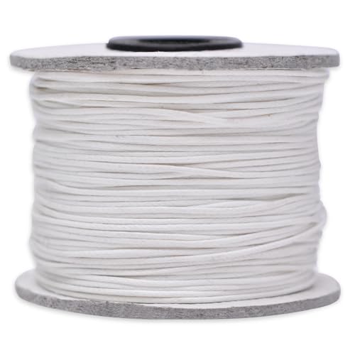 Embroiderymaterial 1Mm Thick Cotton Wax Thread Cord for Embroidery, Craft, Bracelet Making Thread, Jewellery Making Thread, Dori/Rope White Color(90 Meter, White), 1 Count - Image 1