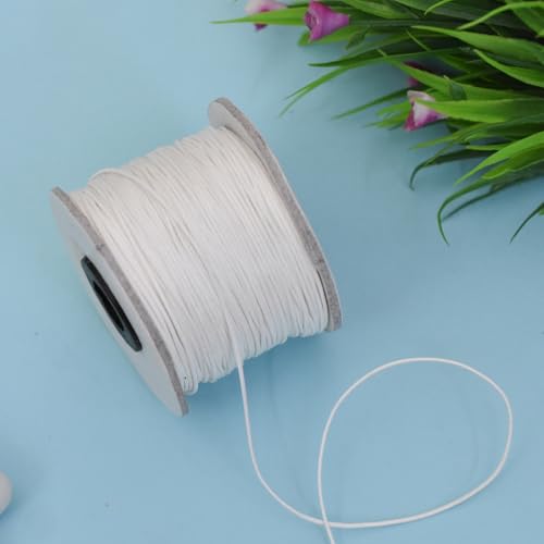Embroiderymaterial 1Mm Thick Cotton Wax Thread Cord for Embroidery, Craft, Bracelet Making Thread, Jewellery Making Thread, Dori/Rope White Color(90 Meter, White), 1 Count - Image 5