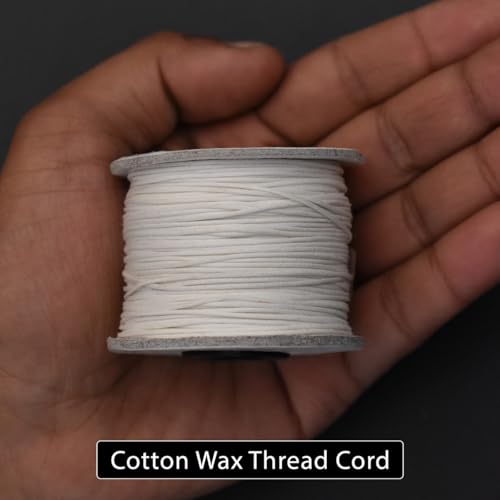 Embroiderymaterial 1Mm Thick Cotton Wax Thread Cord for Embroidery, Craft, Bracelet Making Thread, Jewellery Making Thread, Dori/Rope White Color(90 Meter, White), 1 Count - Image 4