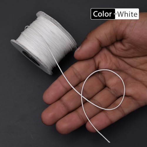 Embroiderymaterial 1Mm Thick Cotton Wax Thread Cord for Embroidery, Craft, Bracelet Making Thread, Jewellery Making Thread, Dori/Rope White Color(90 Meter, White), 1 Count - Image 3