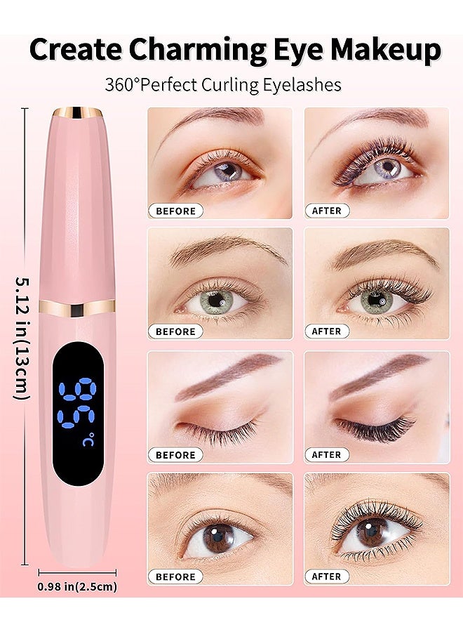 MAANGE Mini Electric Heated Eyelash Curler with LED Display 3 Temp Settings USB Rechargeable Finalize Eyelash Tool Natural Curling 24H Long Lasting for Women Makeup Tools Gifts (Pink) - Image 2