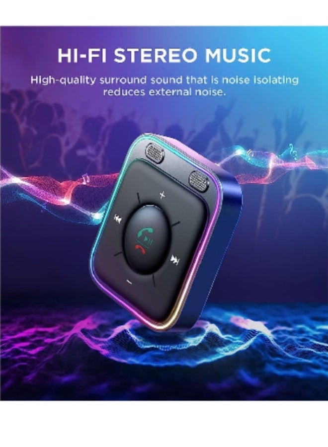 AROAQ Car Bluetooth 5.3 Aux Adapter with Dual Mics & Noise Cancellation – Plug & Play Wireless Receiver for Music Streaming & Hands-Free Calls, Black - Image 2