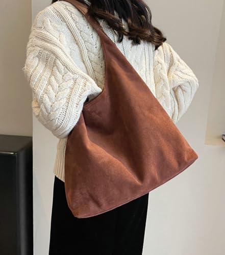 Pocadri Womens Fashion Suede Shoulder Bags Large Tote Bag Retro Purse Handbag Casual Work Ladies Top Handle Satchel - Image 4