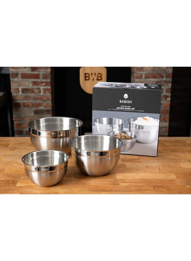 Babish Stainless Steel Mixing Bowl Set, 3-Piece - Image 3
