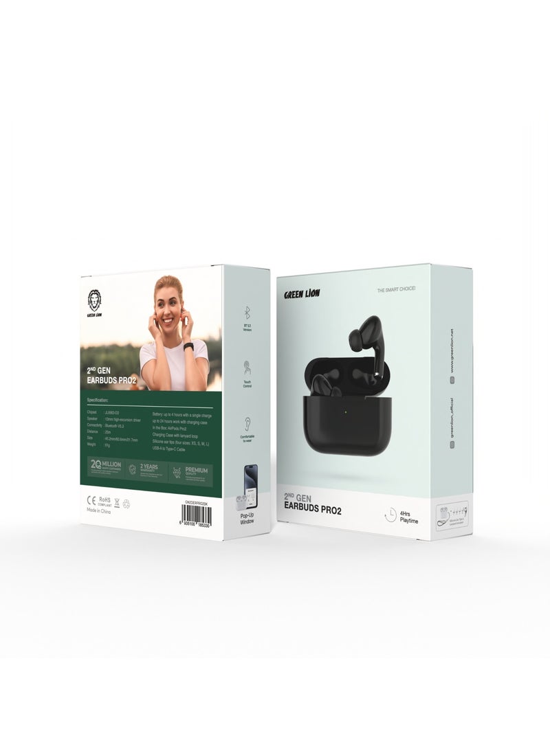 GreenLion - True Wireless Earbuds Pro 2 / Up to 4 Hours Working Time / Comfortable to Wear / Touch Control / Bluetooth 5.3V - Black - Image 1