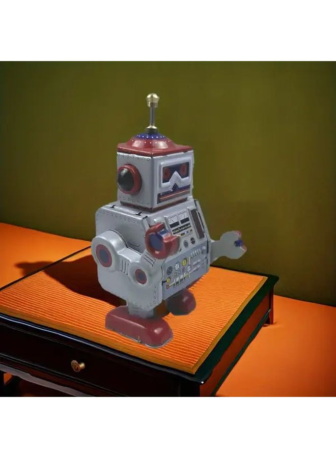 Vintage Robot Wind Up Toy Dual Handed Walking With Red Blue Accents Thumbstick Function Style1 - Image 1