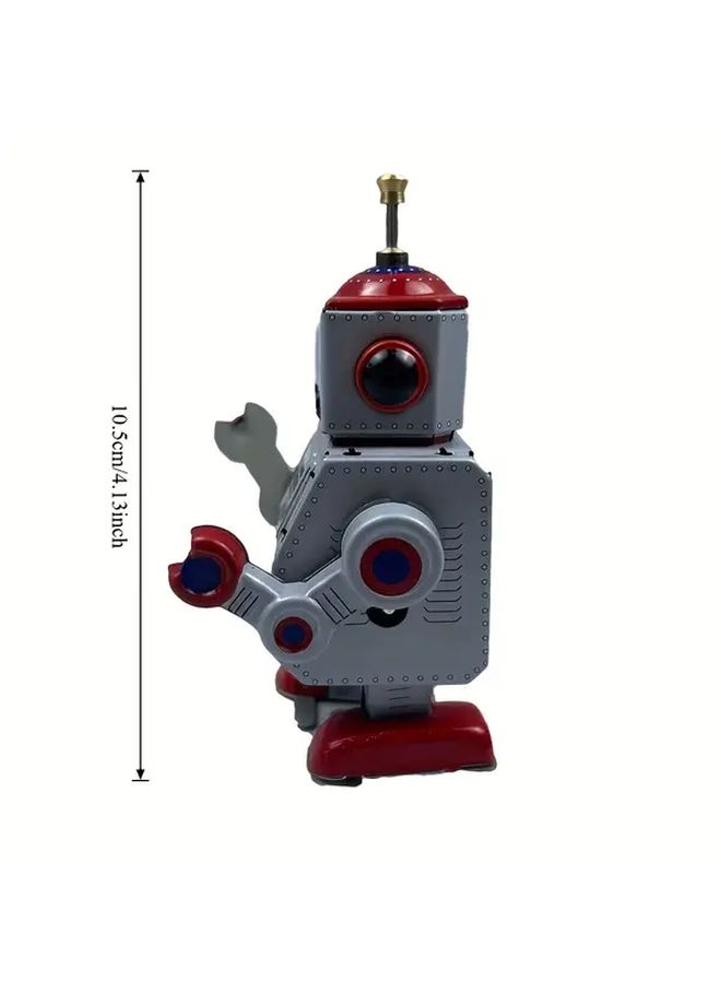 Vintage Robot Wind Up Toy Dual Handed Walking With Red Blue Accents Thumbstick Function Style1 - Image 2