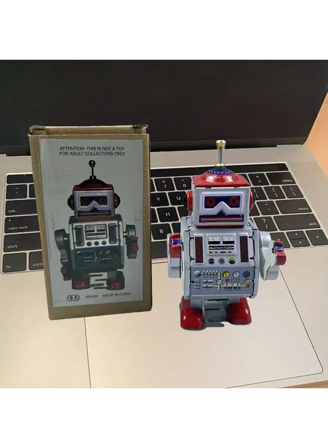 Vintage Robot Wind Up Toy Dual Handed Walking With Red Blue Accents Thumbstick Function Style1 - Image 3