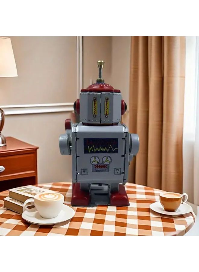Vintage Robot Wind Up Toy Dual Handed Walking With Red Blue Accents Thumbstick Function Style1 - Image 4