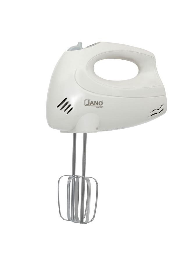 Jano Turbo Manual Electric Egg Beater Plastic 250 Watt 6 Speeds 2 Beaters White  - Image 1