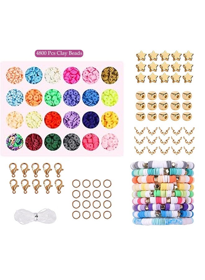 DUNISO 4800PCS DIY Bracelet Making Kit 48 Colors Clay Beads Jewelry Making Kit Creative Jewelry Making Activity Arts Craft Kit Well-made and Easy to Install for Necklace Earring Jewelry DIY Craft  - Image 3