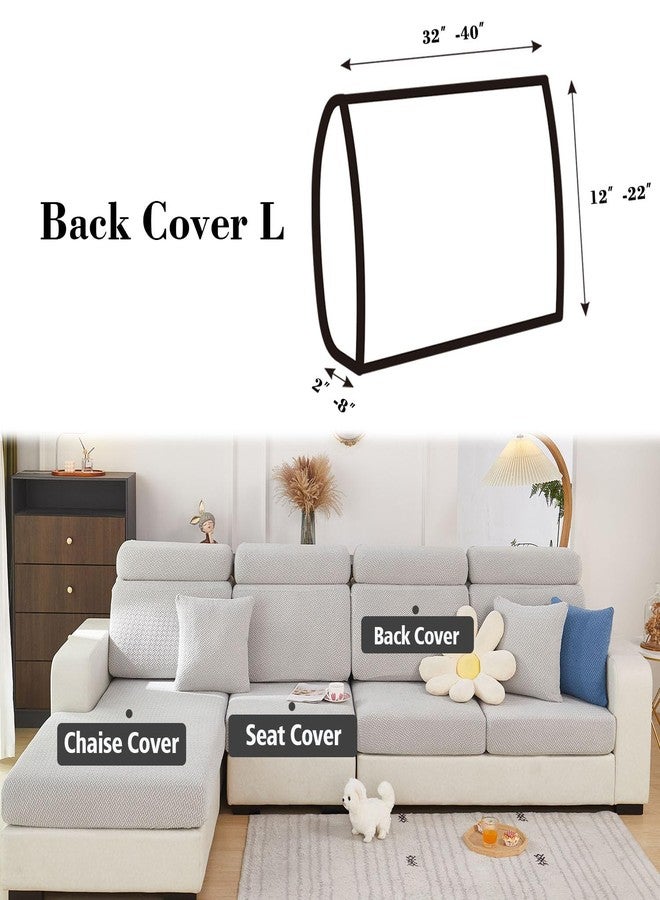 Disayu Couch Cushion Covers for Sectional Sofa, Sectional Couch Covers for Furniture, Sofa Covers Washable Stretch Sofa Slipcovers Soft,Anti Slip,Skin-Friendly for Pets (Light Gray,Back Cover L) - Image 2